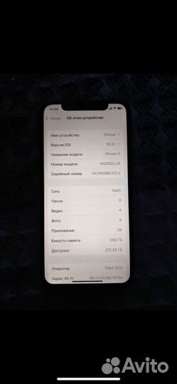 iPhone X, 256 ГБ