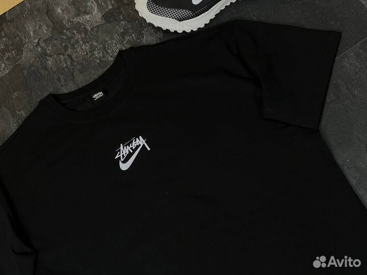 Футболка stussy x nike чёрная