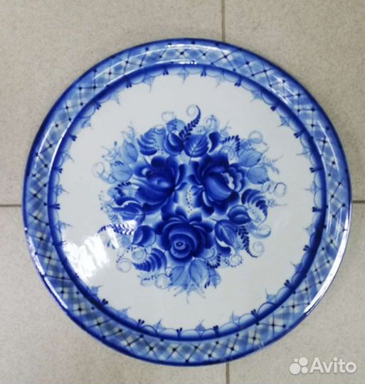 Большое блюдо, тарелка Гжель