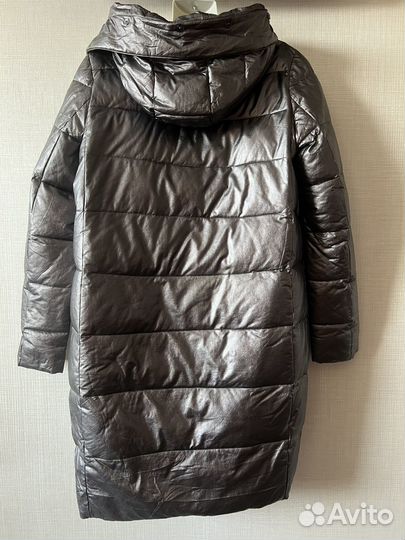 Пуховик экокожа женский зимний