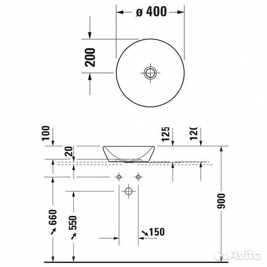 Раковина накладная 400х400 мм Duravit D-Neo