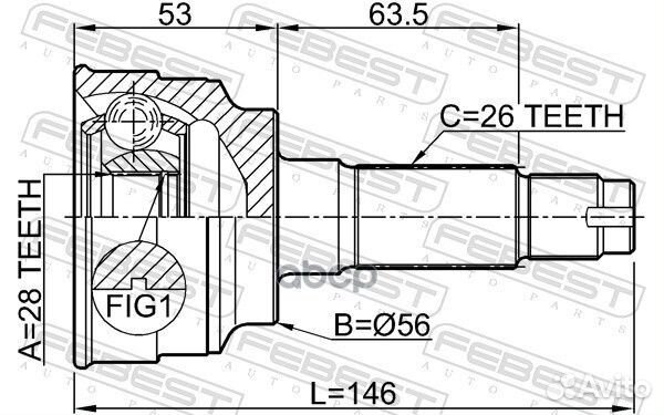 ШРУС наружный 28X56X26 mazda familia 98- 051003