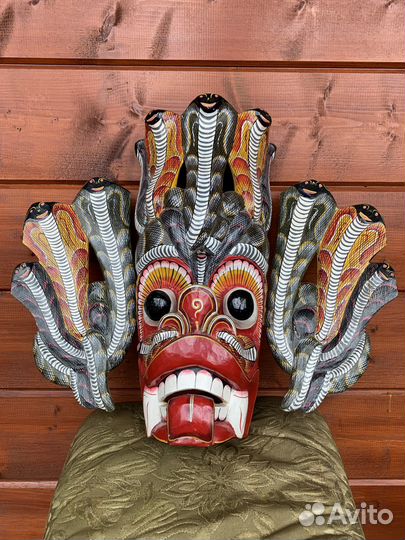 Маска Шри-Ланка, дерево, резьба, роспись, 47x54см