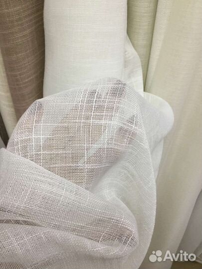 Тюль лен белый