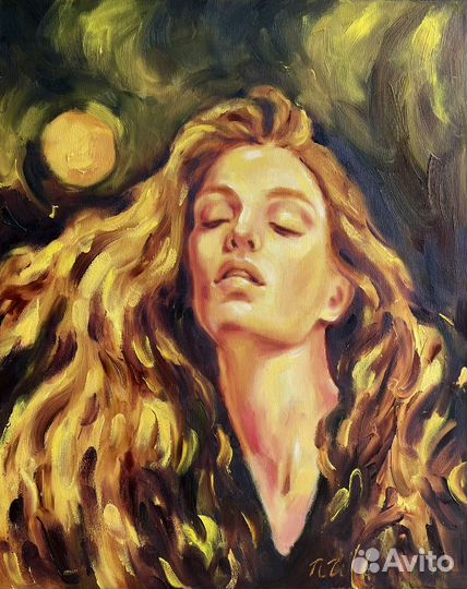 Картина маслом, лунная ночь, 40/50 см