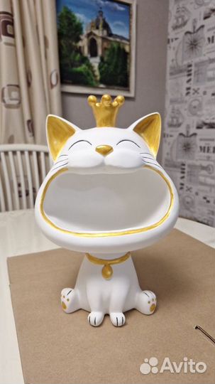 Золотой кот конфетница, декор для дома подарок