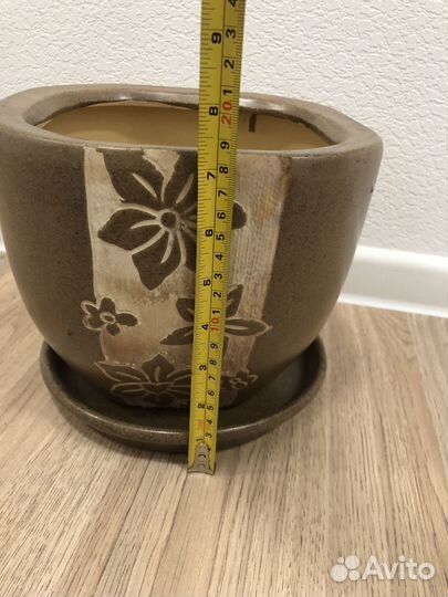 Горшок для цветов керамика (новый) коричневый