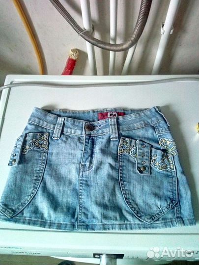 Джинсовая мини юбка