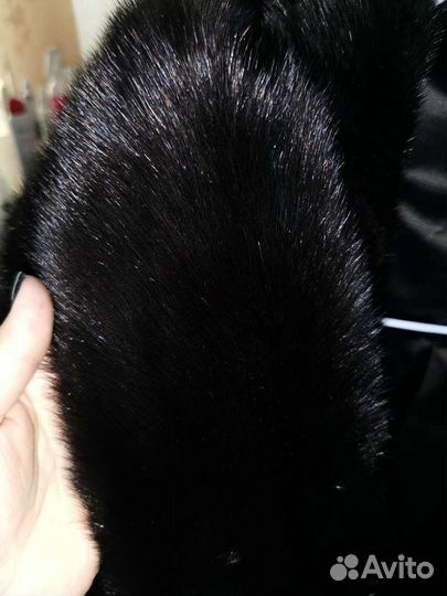 Шуба норковая поперечка с капюшоном