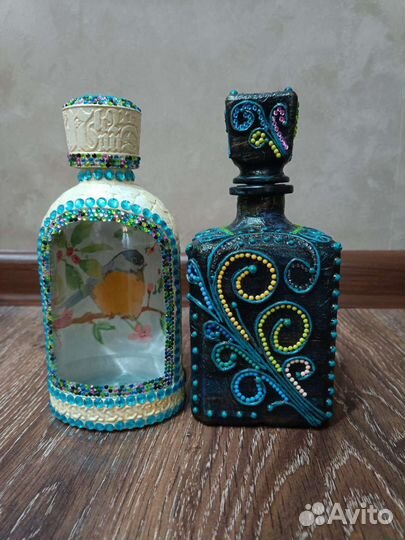 Бутылка декоративная, ручная работа