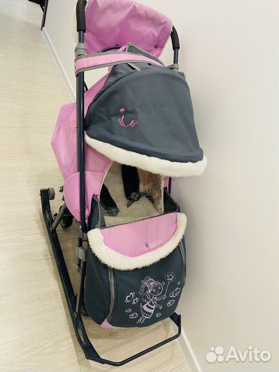 Детские санки коляска с колесам