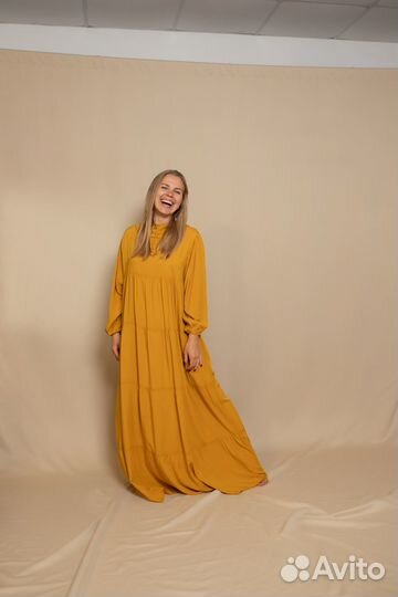 Платье макси горчичное Besh