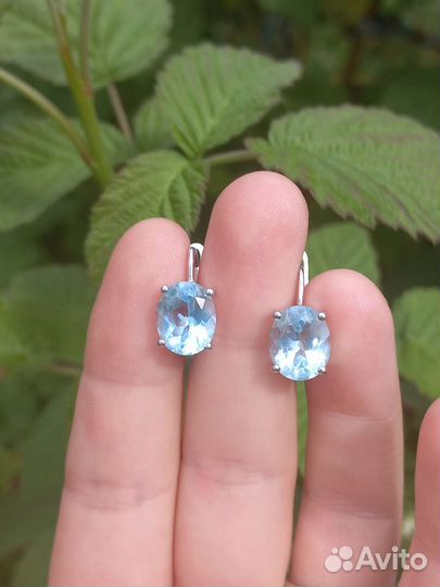 Серьги серебро 925пробы, нат.топазы