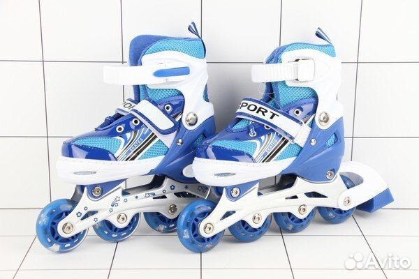 Ролики раздвижные голубые (31 - 34)