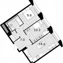 2-к. квартира, 51,8 м², 16/21 эт.