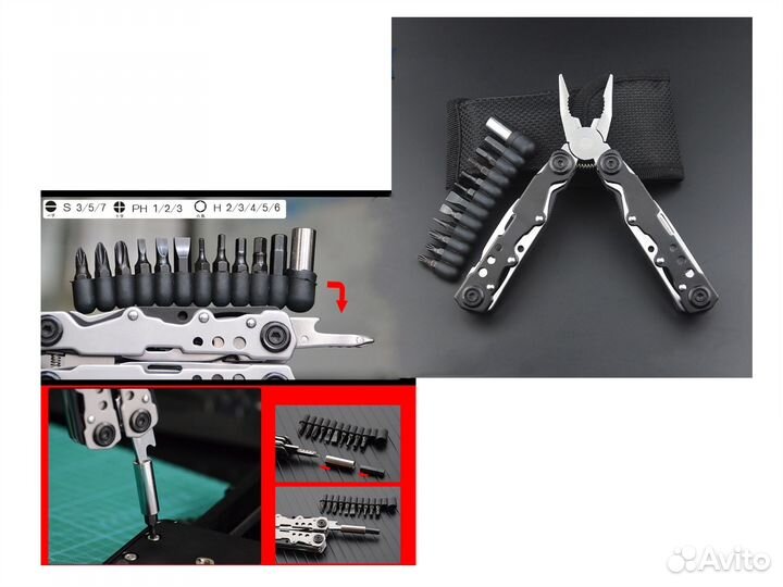 Многофункциональный мультитул с набором бит