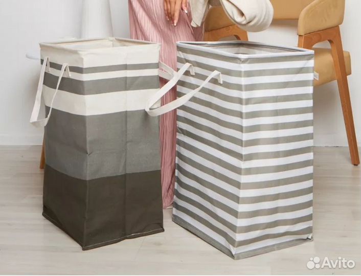 Корзина для белья серая 75л