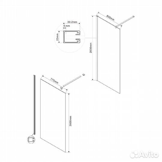 Душ. Стенка Vincea 80x200 Хром vsw-1h800cl