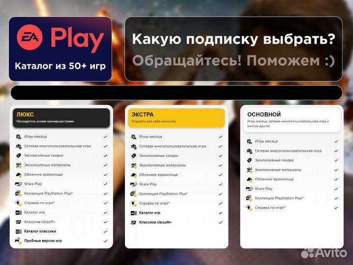 Игра в аренду подписка PS Plus EA Play большой выбор