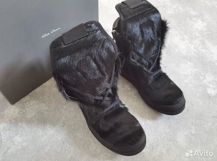 Кеды Rick Owens Geobasket Pony Hair Кожаные