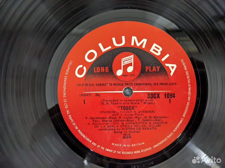 Puccini Tosca 1956 England винил