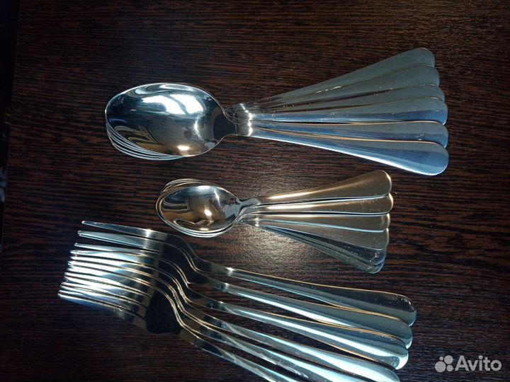 Ложка вилка и чайная 18 предметов, по 6 персон