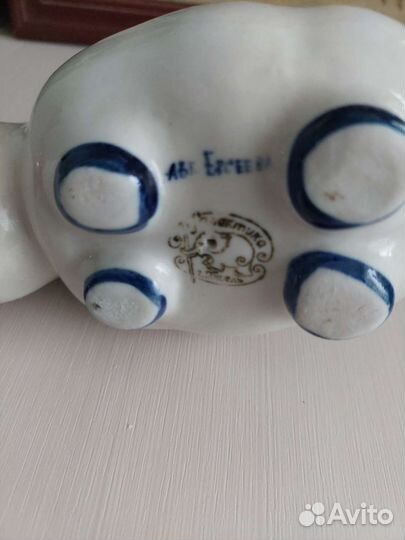 Старая гжель, собачки и белочка, фигурки статуэтки