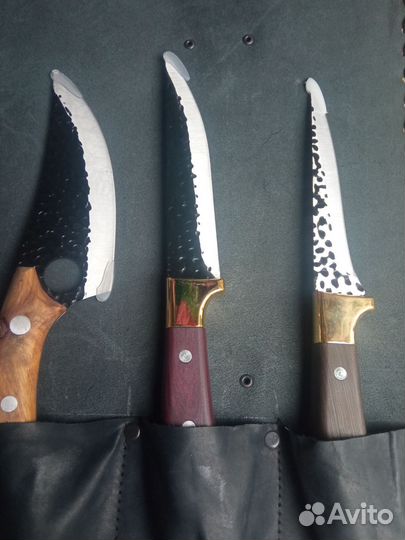 Набор ножей подарочный в кожаном чехле -сумке