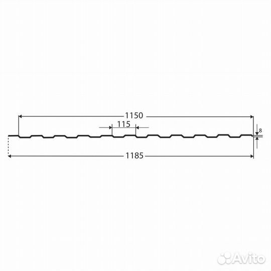 Профнастил С8 1,185х2 м 0,3 мм принтек плющ