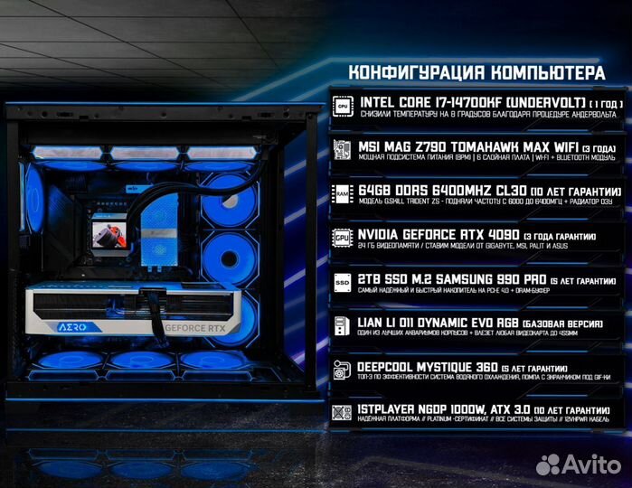 Игровой пк RTX 4090/ 14700K/ 64гб DDR5 6400 MHz
