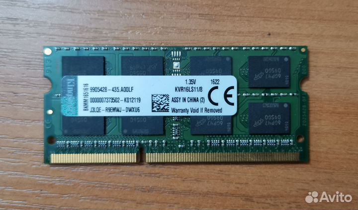 8Гб оперативная память ноутбука DDR3 / DDR3L 1600