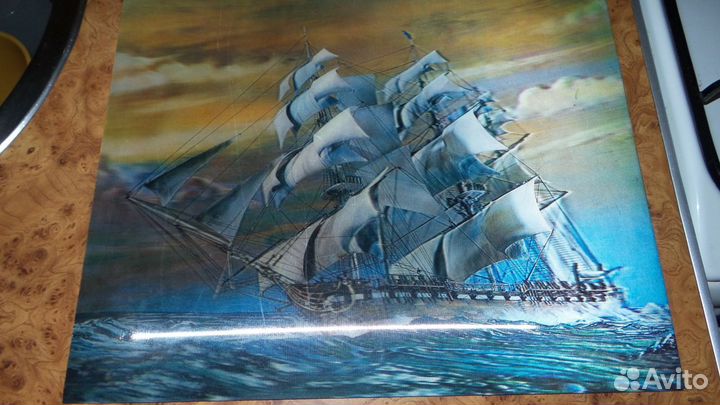 Парусник. Корабль. Картина. Япония. стерео 3Д 3D