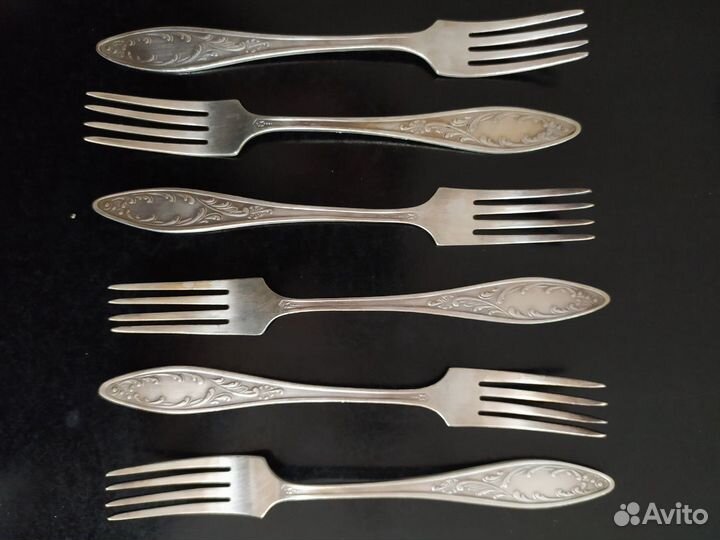 Мельхёоровый набор СССР, 6 вилок и 12 ложек