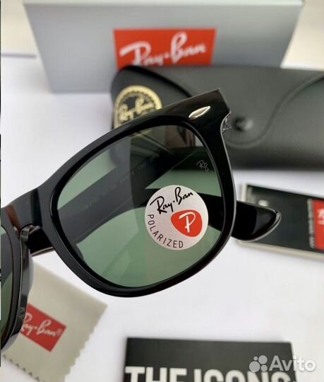 Очки ray ban wayfarer polaroid черные