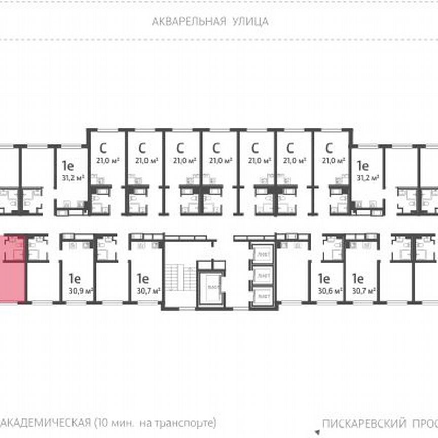 1-к. квартира, 30,5 м², 20/25 эт.