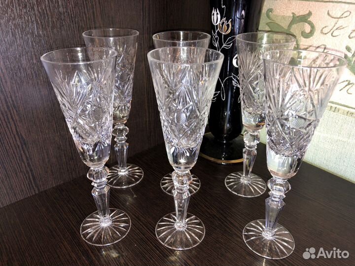 Хрустальные рюмки и бокалы СССР, 6шт