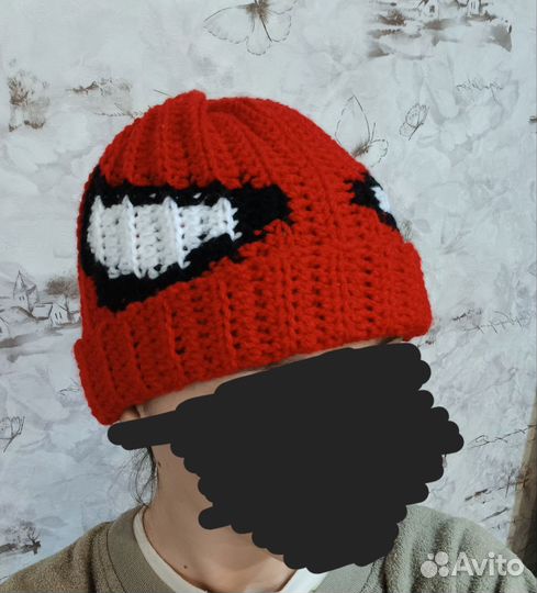Шапка вязаная бини человек паук