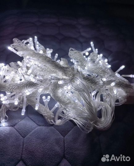 Гирлянда штора занавес холодный белый