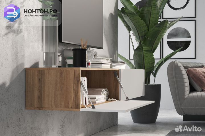 Тв-тумба somero дуб вотан / белый глянец