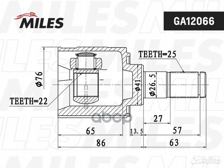 ШРУС hyundai solaris MT/KIA RIO 11- внутр.прав