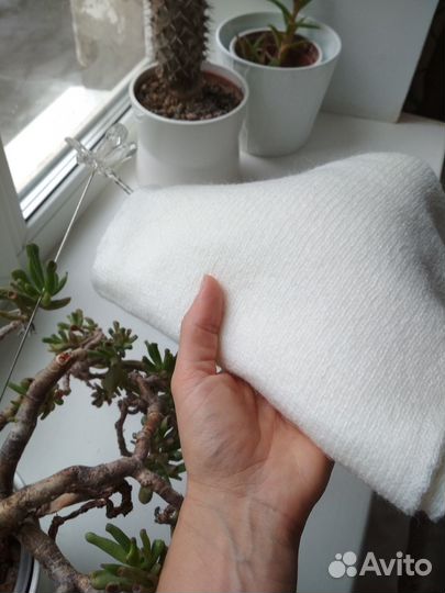 Зимний комплект белые шарф и берет, новый, р.56-58