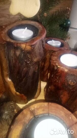 Подсвечник из дерева, ясень, яблоня