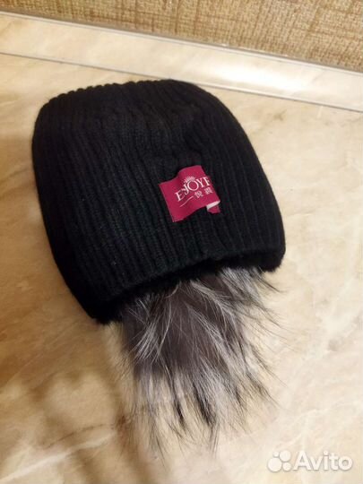 Шапка норковая вязанная женская