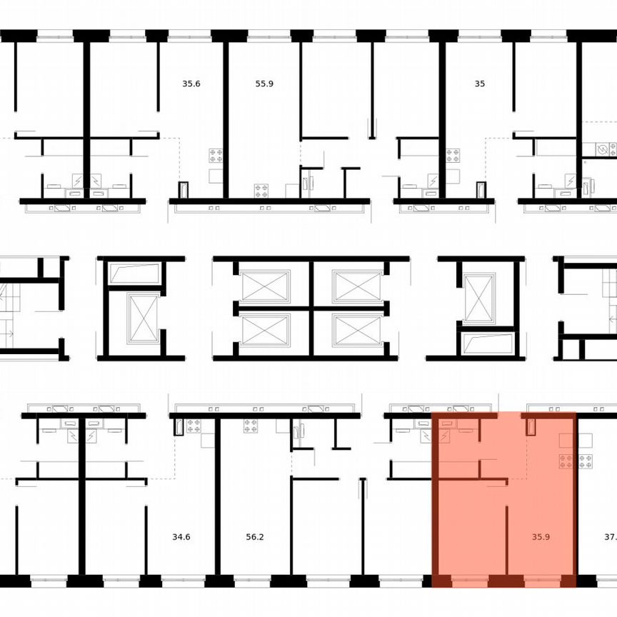 1-к. квартира, 35,9 м², 38/53 эт.