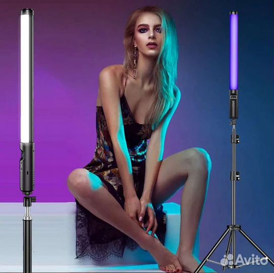 Комплект цветного RGB LED видеосвета стики+штативы