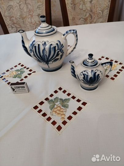 Чайник большой и малый заварочный Гжель