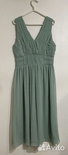 Платье миди Promod нарядное зеленое с бисером р.44