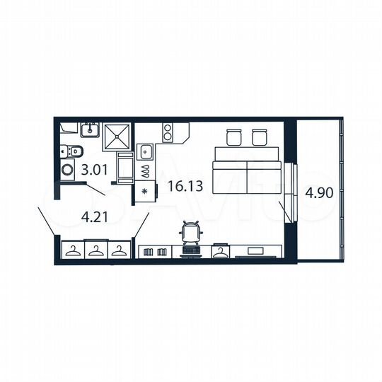Квартира-студия, 24,8 м², 12/12 эт.