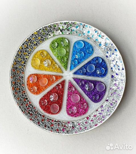 Тарелка декоративная. Мозаика. Подарки. Ручная р