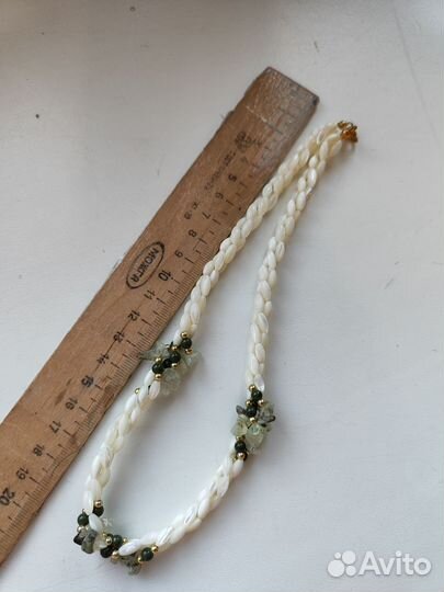 Колье перламутр нефрит винтаж редкость